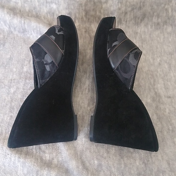 Coach Black and Silver Wedge Sandals - Picture 9 of 16